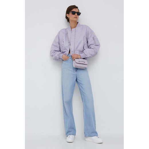 Calvin Klein Jeans kurtka bomber damski kolor fioletowy przejściowa XL ANSWEAR.com