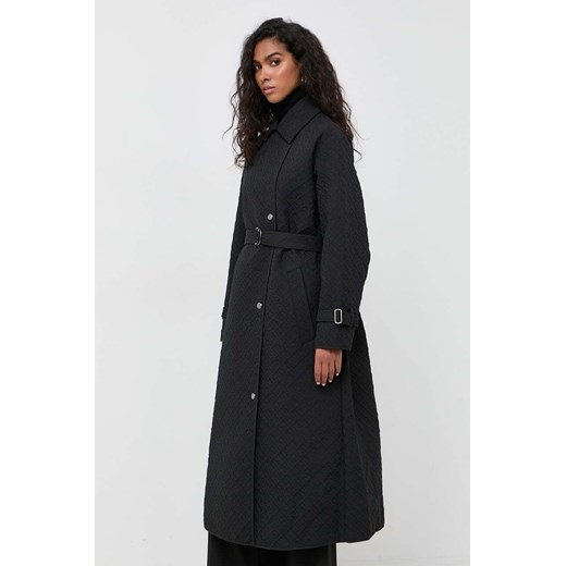 BOSS płaszcz damski kolor czarny przejściowy dwurzędowy ze sklepu ANSWEAR.com w kategorii Płaszcze damskie - zdjęcie 163366108