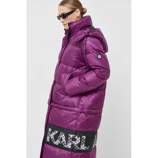 Kurtka damska Karl Lagerfeld fioletowa na zimę krótka 