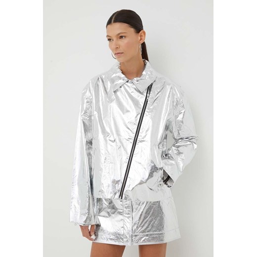 Stine Goya kurtka Rockey damska kolor srebrny przejściowa oversize ze sklepu ANSWEAR.com w kategorii Kurtki damskie - zdjęcie 163372758