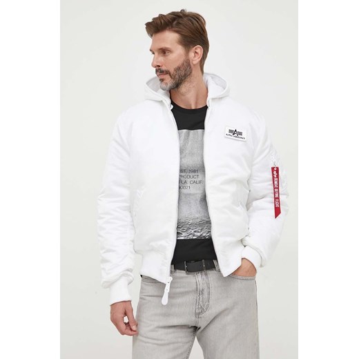 Alpha Industries kurtka bomber MA-1 ZH Back Print męski kolor biały zimowa ze sklepu ANSWEAR.com w kategorii Kurtki męskie - zdjęcie 163372986