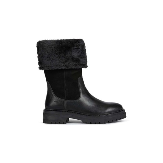 Geox kozaki skórzane D IRIDEA M damskie kolor czarny na płaskim obcasie lekko ocieplone D04HRM 02246 C9999 ze sklepu ANSWEAR.com w kategorii Botki - zdjęcie 163373957