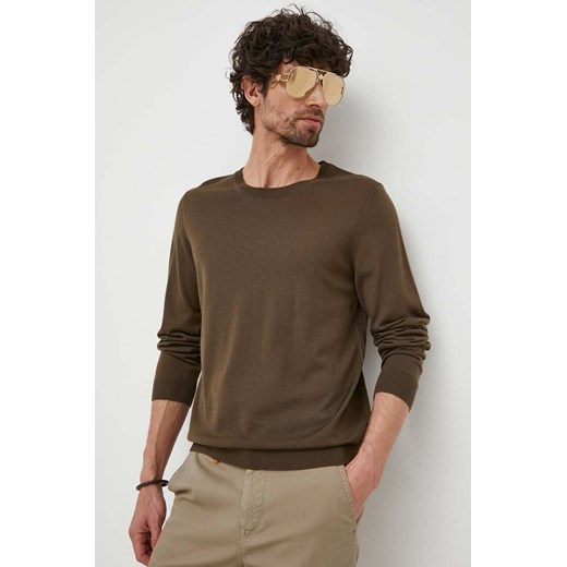 BOSS sweter wełniany kolor zielony 50468239 ze sklepu ANSWEAR.com w kategorii Swetry męskie - zdjęcie 163377669