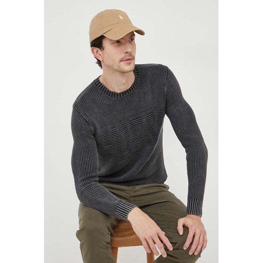 Guess sweter męski kolor szary lekki ze sklepu ANSWEAR.com w kategorii Swetry męskie - zdjęcie 163378175