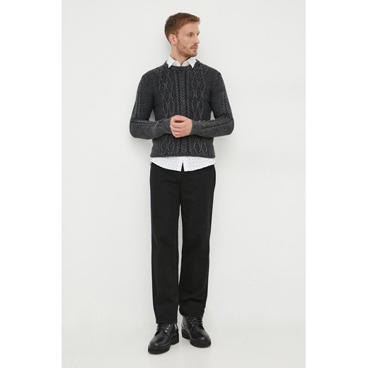 Guess sweter męski kolor czarny ze sklepu ANSWEAR.com w kategorii Swetry męskie - zdjęcie 163378185