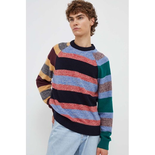 PS Paul Smith sweter wełniany męski kolor granatowy lekki ze sklepu ANSWEAR.com w kategorii Swetry męskie - zdjęcie 163378607