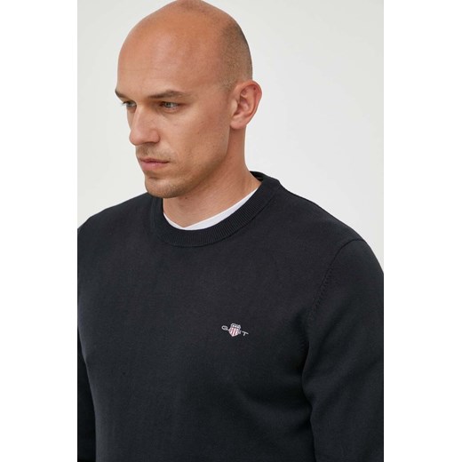 Gant sweter bawełniany kolor czarny lekki ze sklepu ANSWEAR.com w kategorii Swetry męskie - zdjęcie 163378628