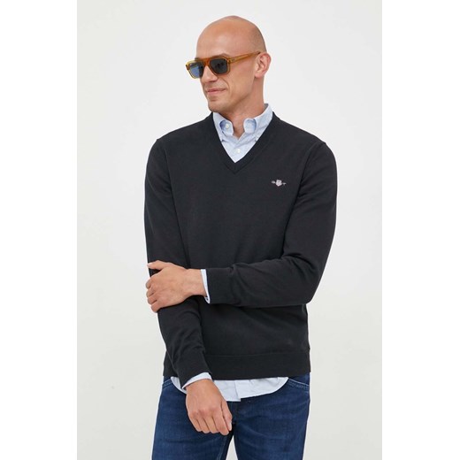 Gant sweter bawełniany kolor czarny lekki ze sklepu ANSWEAR.com w kategorii Swetry męskie - zdjęcie 163378638
