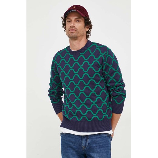 Granatowy sweter męski United Colors Of Benetton młodzieżowy