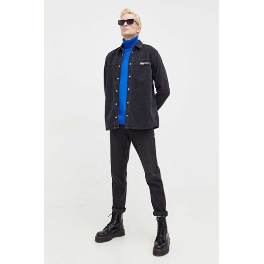 Karl Lagerfeld Jeans sweter z domieszką wełny męski kolor niebieski lekki z Karl Lagerfeld Jeans M ANSWEAR.com