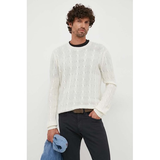 Polo Ralph Lauren sweter kaszmirowy męski kolor beżowy ze sklepu ANSWEAR.com w kategorii Swetry męskie - zdjęcie 163379345