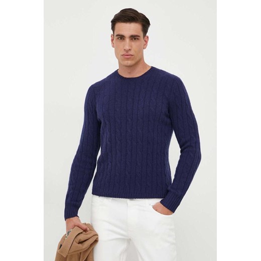 Polo Ralph Lauren sweter kaszmirowy męski kolor granatowy ze sklepu ANSWEAR.com w kategorii Swetry męskie - zdjęcie 163379355