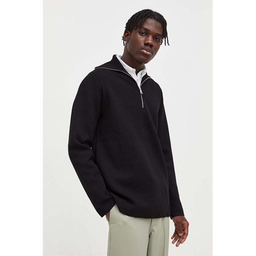 Won Hundred sweter męski kolor czarny lekki z półgolfem ze sklepu ANSWEAR.com w kategorii Swetry męskie - zdjęcie 163379738