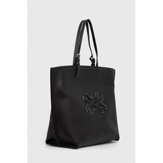Shopper bag United Colors Of Benetton na ramię mieszcząca a4 czarna matowa elegancka