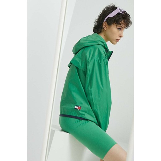 Tommy Jeans kurtka damska kolor zielony przejściowa oversize ze sklepu ANSWEAR.com w kategorii Kurtki damskie - zdjęcie 163403935