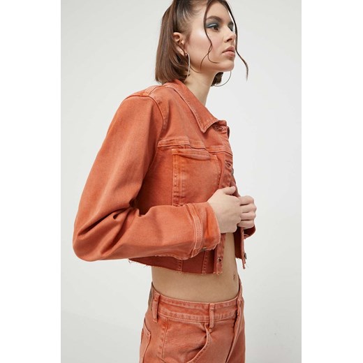 Guess Originals kurtka jeansowa damska kolor pomarańczowy przejściowa ze sklepu ANSWEAR.com w kategorii Kurtki damskie - zdjęcie 163404168