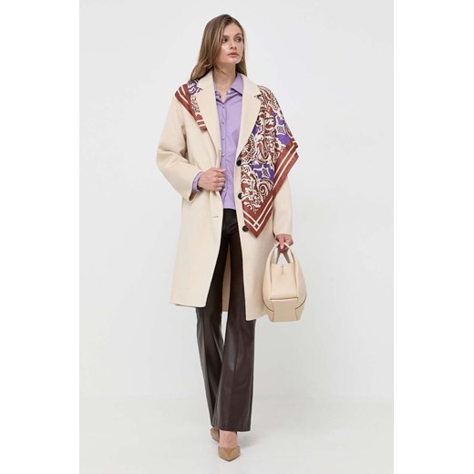Beatrice B płaszcz wełniany kolor beżowy przejściowy oversize ze sklepu ANSWEAR.com w kategorii Płaszcze damskie - zdjęcie 163418719