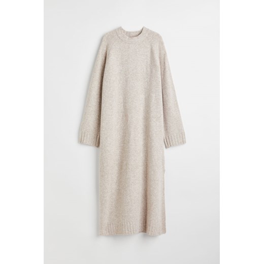 H & M - Długa sukienka dzianinowa - Beżowy H & M XS H&M