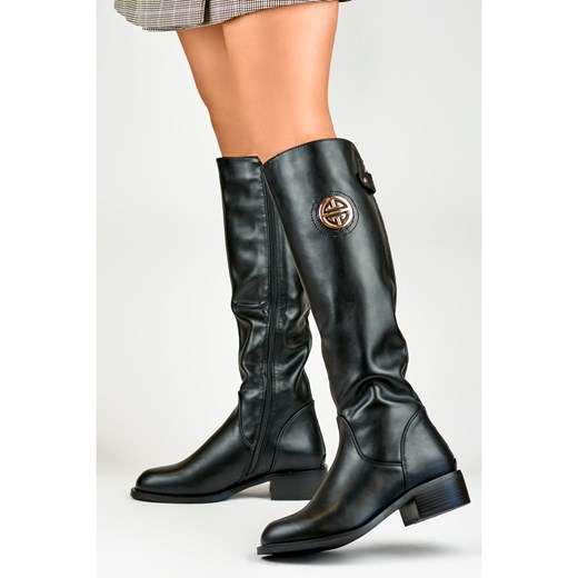 Kozaki damskie casual na zamek jesienne na obcasie