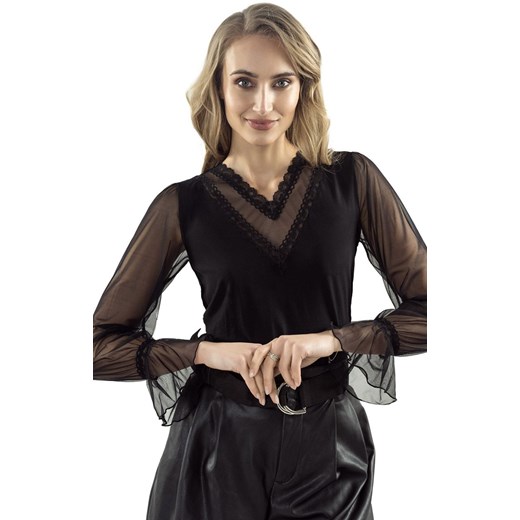 Bluzka z tiulowymi rękawami w kolorze czarnym Sarika, Kolor czarny, Rozmiar S, Eldar ze sklepu Primodo w kategorii Bluzki damskie - zdjęcie 163431445
