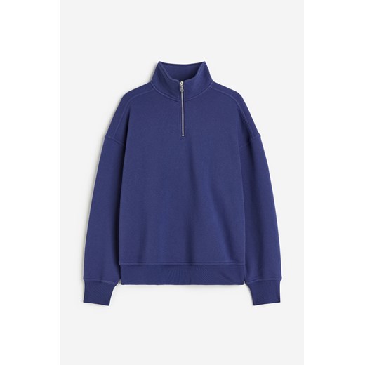 H & M - Bluza oversize z suwakiem u góry - Niebieski H & M L H&M