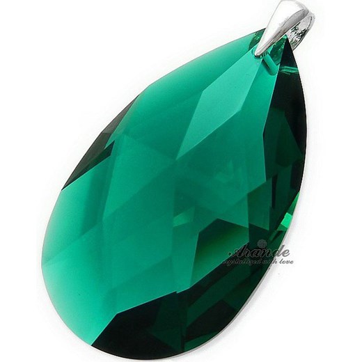 Promocja Kryształy Duży Wisiorek Emerald Srebro One Size 111ara111nde