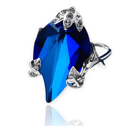 PIERŚCIONEK Kryształy Srebro BLUE LEAF OTWARTY! One Size 111ara111nde