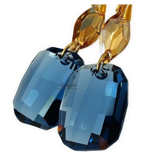 Kryształy piękne długie kolczyki DENIM BLUE GOLD One Size 111ara111nde