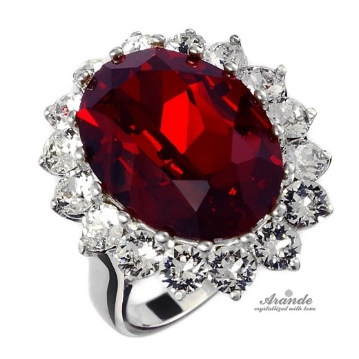 Kryształy piękny pierścionek ROYAL RED SREBRO One Size 111ara111nde