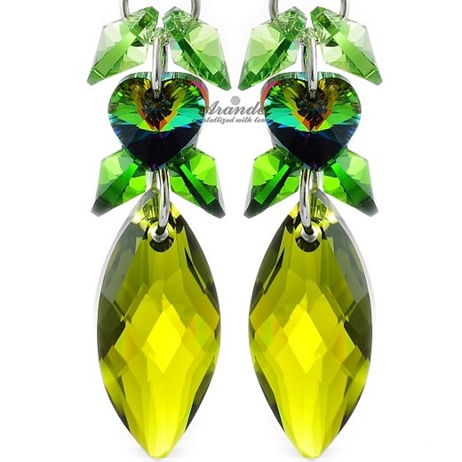 Kryształy piękne kolczyki GREEN NAWI SREBRO One Size 111ara111nde