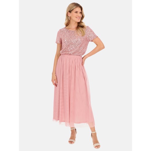 Różowa tiulowa spódnica z gumką w pasie Potis & Verso Starla ze sklepu Eye For Fashion w kategorii Spódnice - zdjęcie 163443867