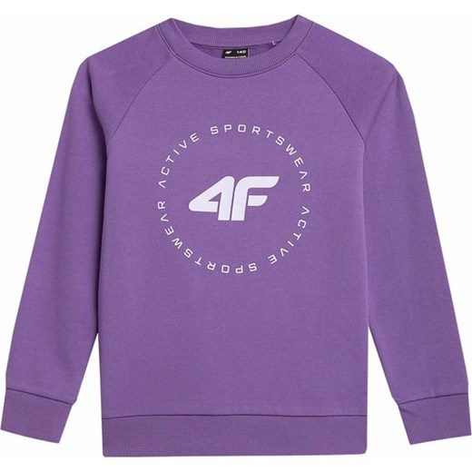 Bluza dziewczęca fioletowa 4F z napisem 
