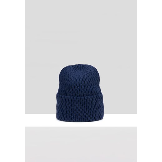 Granatowa czapka z angorą ze sklepu Molton w kategorii Czapki zimowe damskie - zdjęcie 163450335