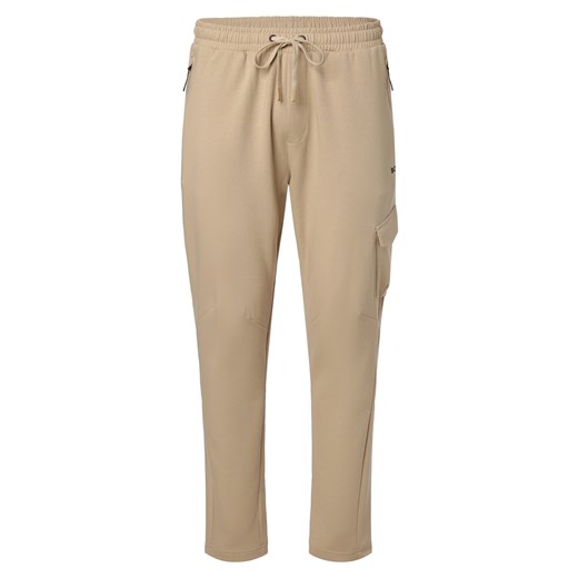 BOSS Green Spodnie dresowe Mężczyźni Bawełna beżowy jednolity ze sklepu vangraaf w kategorii Spodnie męskie - zdjęcie 163453448