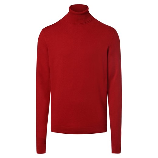 Finshley & Harding Sweter męski Mężczyźni Bawełna czerwony jednolity ze sklepu vangraaf w kategorii Swetry męskie - zdjęcie 163453458