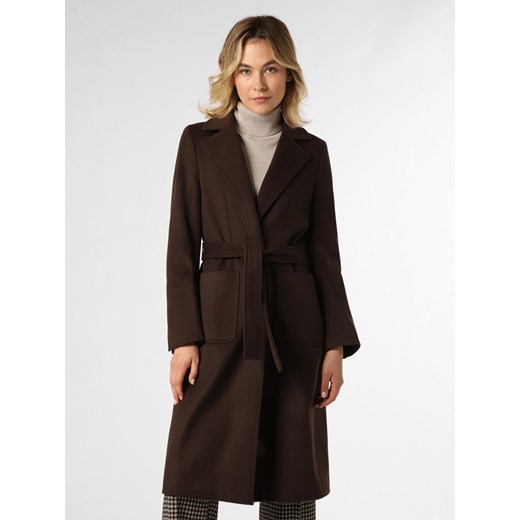 Marie Lund Damski płaszcz wełniany Kobiety czekoladowy jednolity ze sklepu vangraaf w kategorii Płaszcze damskie - zdjęcie 163453576