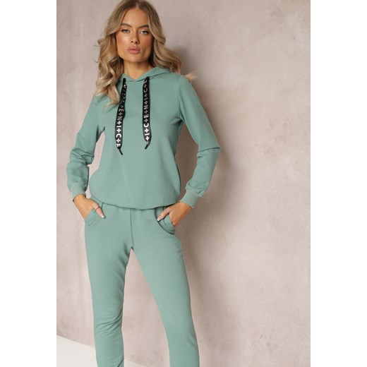 Zielony Bawełniany Komplet Dresowy 2-Częściowy Bluza z Kapturem i Spodnie na Renee XL promocyjna cena Renee odzież