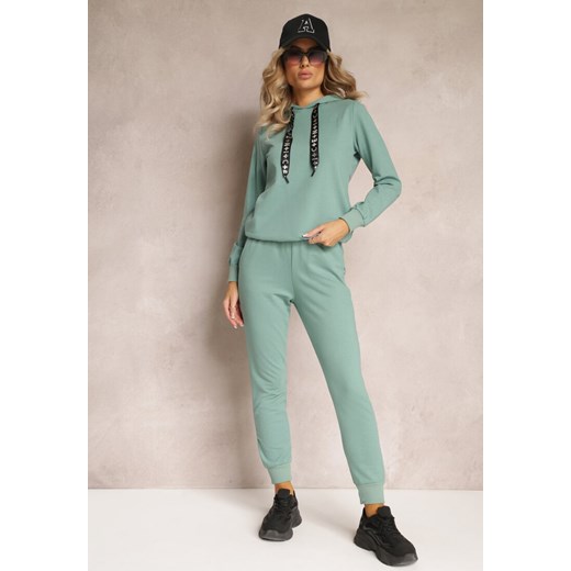 Zielony Bawełniany Komplet Dresowy 2-Częściowy Bluza z Kapturem i Spodnie na Renee XL wyprzedaż Renee odzież