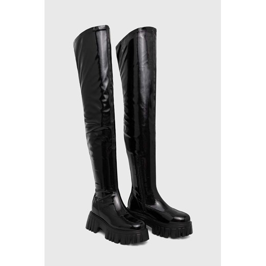 Buffalo kozaki Lion Overknee damskie kolor czarny na platformie 1220020 Buffalo 38 ANSWEAR.com