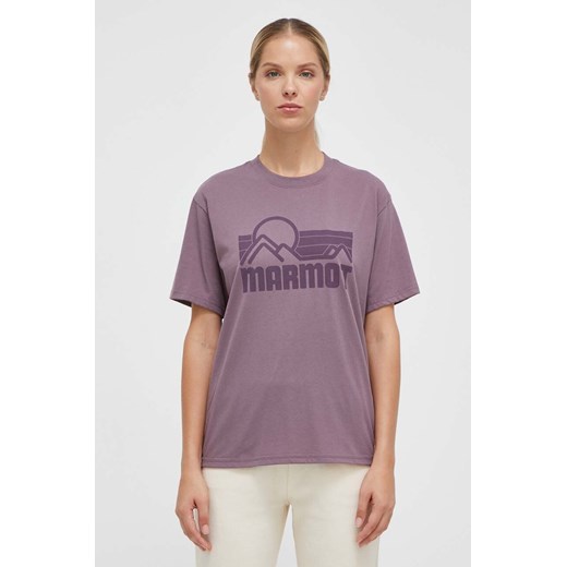 Marmot t-shirt damski kolor fioletowy ze sklepu ANSWEAR.com w kategorii Bluzki damskie - zdjęcie 163458178