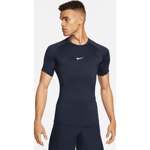 Męska przylegająca koszulka z krótkim rękawem do fitnessu Dri-FIT Nike Pro - Niebieski ze sklepu Nike poland w kategorii T-shirty męskie - zdjęcie 163460177