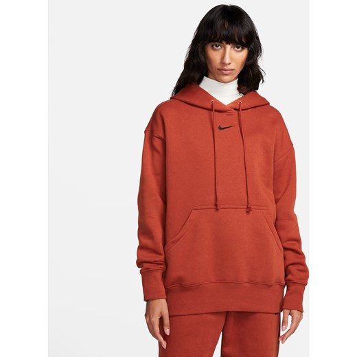 Damska bluza z kapturem o kroju oversize Nike Sportswear Phoenix Fleece - Pomarańczowy ze sklepu Nike poland w kategorii Bluzy damskie - zdjęcie 163460255