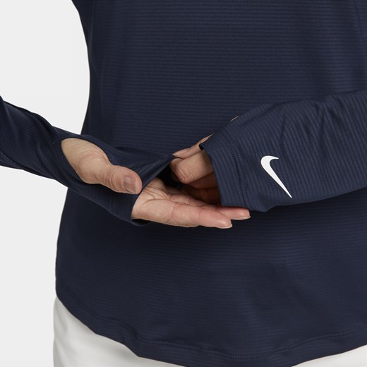 Bluzka damska Nike z długim rękawem z okrągłym dekoltem z granatowa sportowa