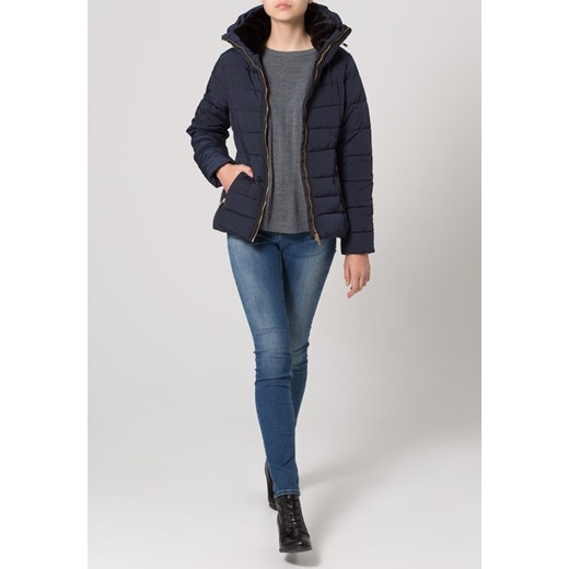 Benetton Kurtka zimowa dark navy zalando bialy bez wzorów/nadruków
