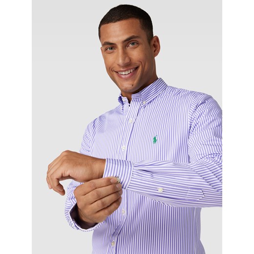 Koszula męska fioletowa Polo Ralph Lauren z kołnierzykiem button down 