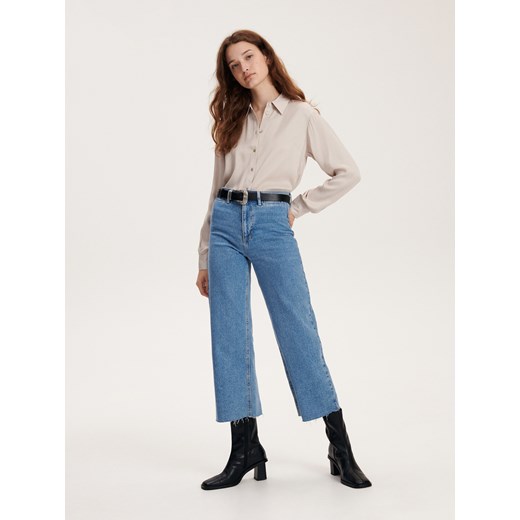 Reserved - Koszula z satynowej wiskozy - beżowy Reserved S Reserved