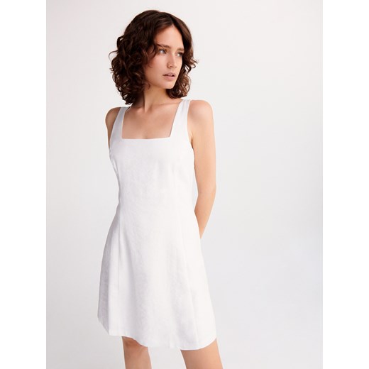 Reserved - Sukienka mini z wiskozy - złamana biel ze sklepu Reserved w kategorii Sukienki - zdjęcie 163471635