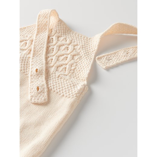 Reserved - Ażurowa spódnica na szelkach - kremowy Reserved 80 (9-12 m.) Reserved