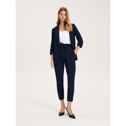 Reserved - Cygaretki z paskiem - granatowy ze sklepu Reserved w kategorii Spodnie damskie - zdjęcie 163473015