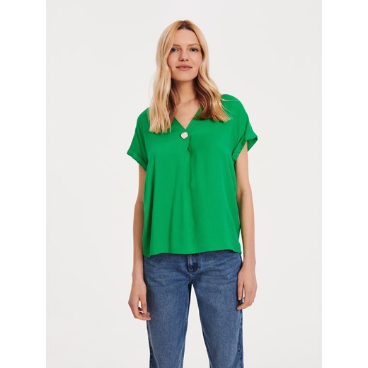 Reserved - Bluzka z wiskozy - zielony ze sklepu Reserved w kategorii Bluzki damskie - zdjęcie 163473078